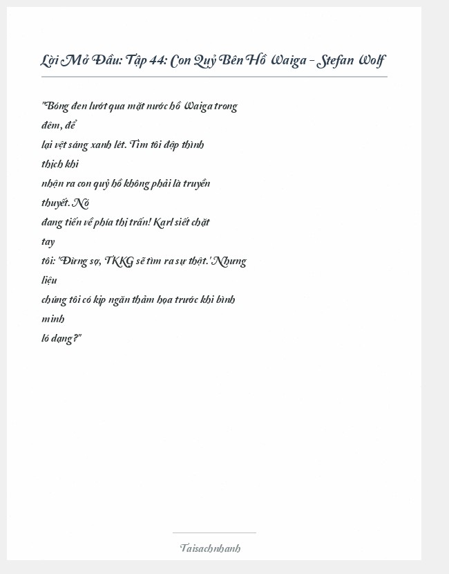 Trích đoạn Tập 44: Con Quỷ Bên Hồ Waiga - Stefan Wolf