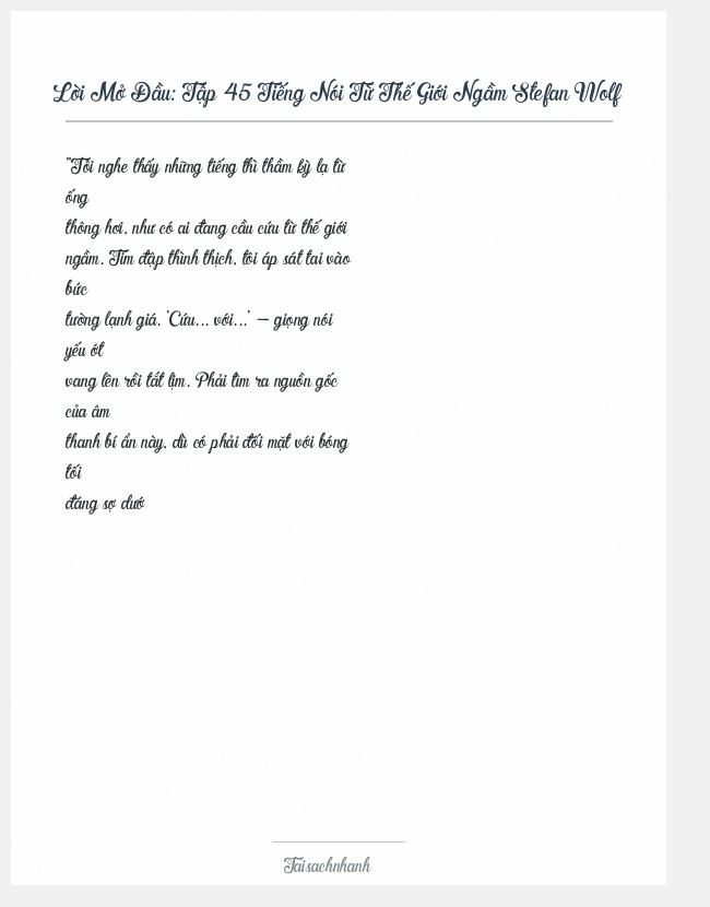 Trích đoạn Tập 45 Tiếng Nói Từ Thế Giới Ngầm Stefan Wolf