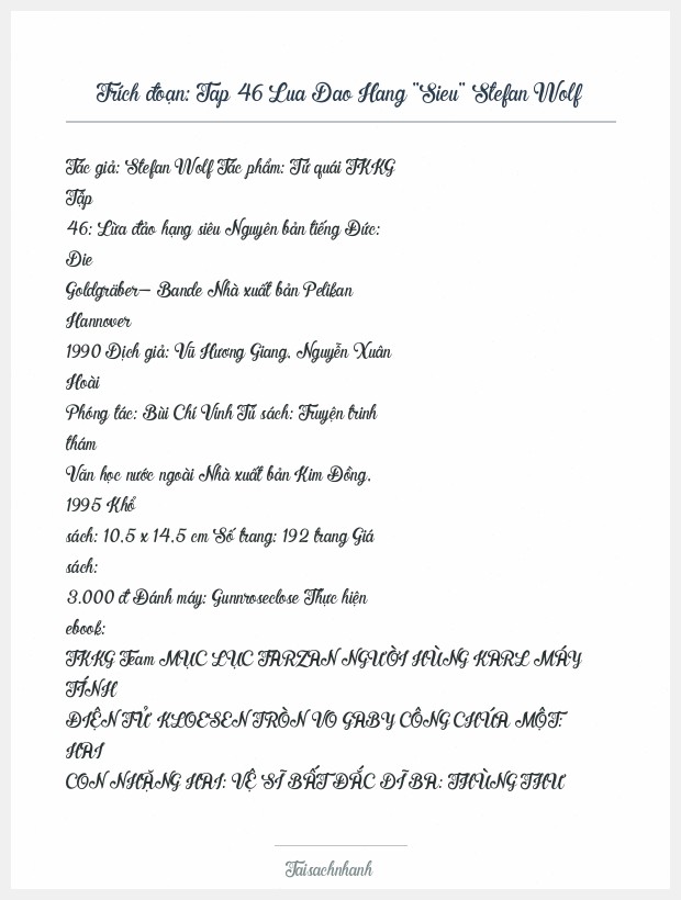 Trích đoạn Tap 46 Lua Dao Hang ''Sieu'' Stefan Wolf
