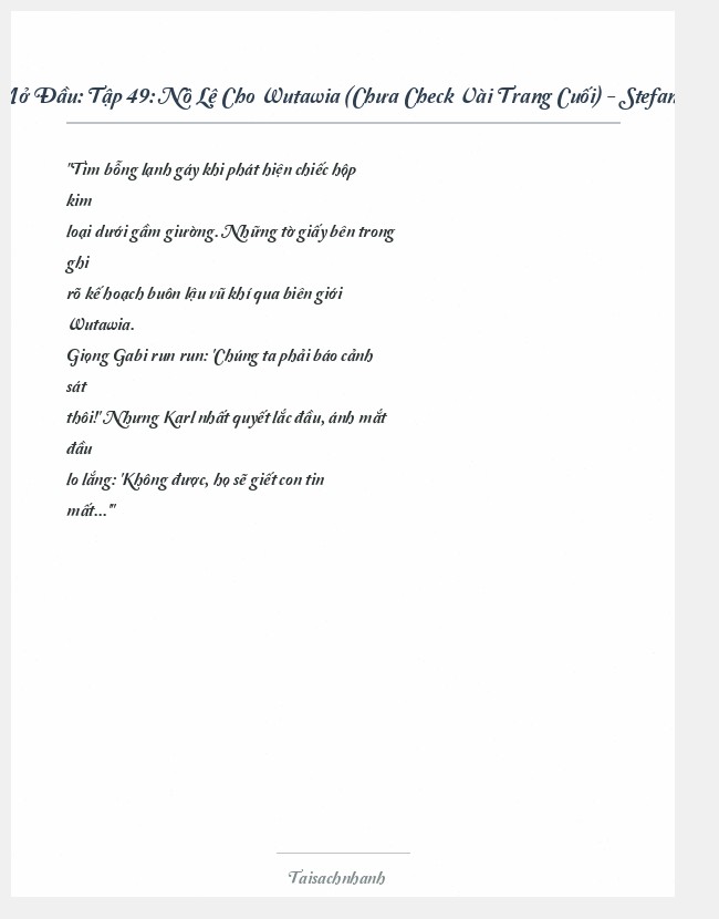 Trích đoạn Tập 49: Nô Lệ Cho Wutawia (Chưa Check Vài Trang Cuối) - Stefan Wolf
