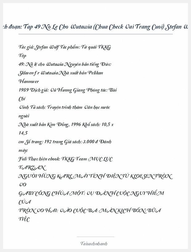Trích đoạn Tap 49 No Le Cho Wutawia (Chua Check Vai Trang Cuoi) Stefan Wolf