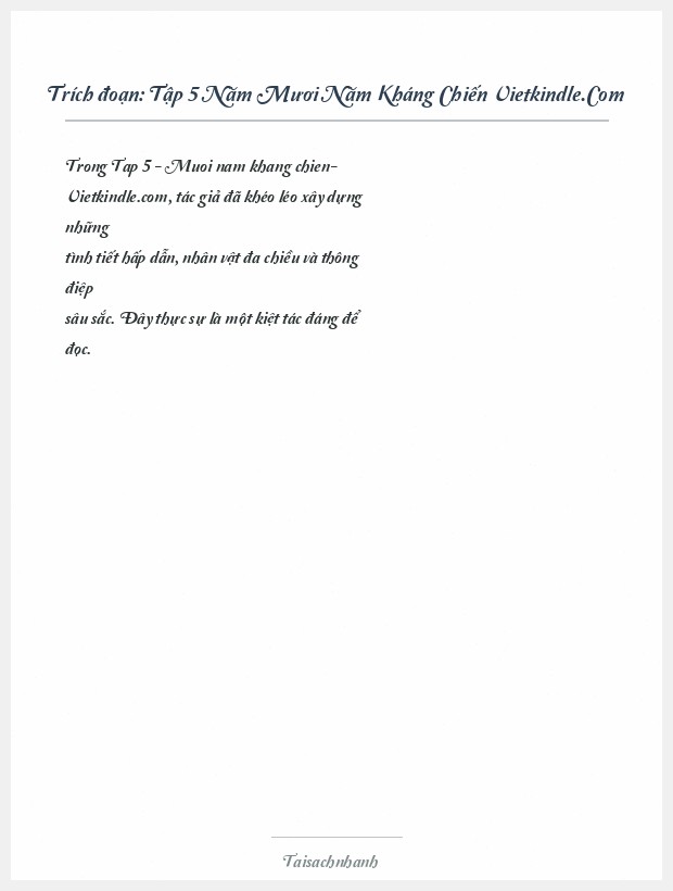 Trích đoạn Tập 5 Năm Mươi Năm Kháng Chiến Vietkindle.Com