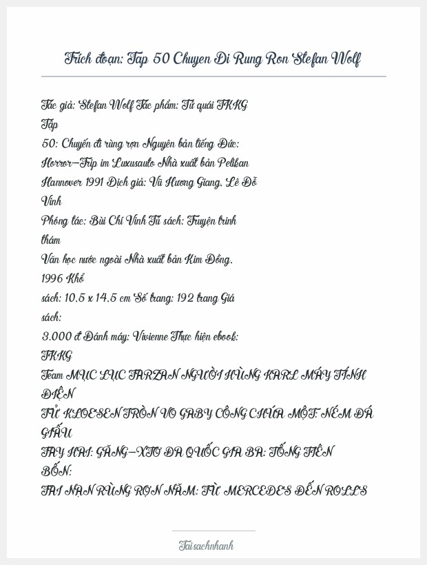 Trích đoạn Tap 50 Chuyen Di Rung Ron Stefan Wolf