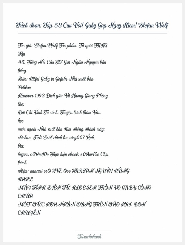 Trích đoạn Tap 53 Cuu Voi! Gaby Gap Nguy Hiem! Stefan Wolf