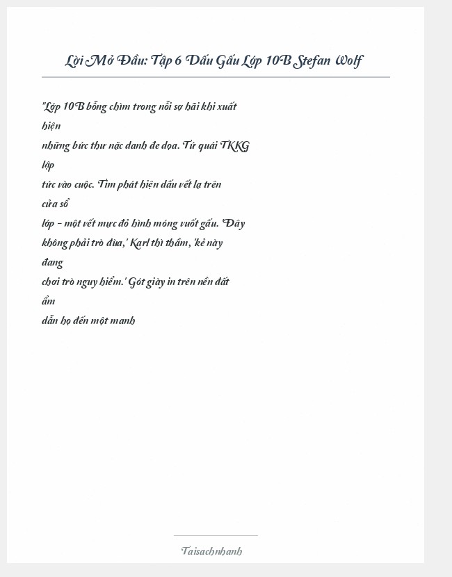 Trích đoạn Tập 6 Dấu Gấu Lớp 10B Stefan Wolf