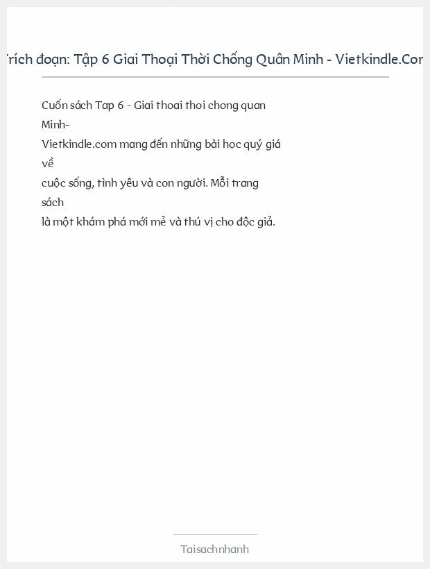 Trích đoạn Tập 6 Giai Thoại Thời Chống Quân Minh - Vietkindle.Com