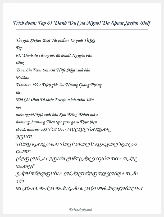 Trích đoạn Tap 61 Danh Du Cua Nguoi Da Khuat Stefan Wolf