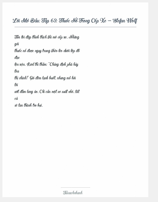 Trích đoạn Tập 63: Thuốc Nổ Trong Cốp Xe - Stefan Wolf