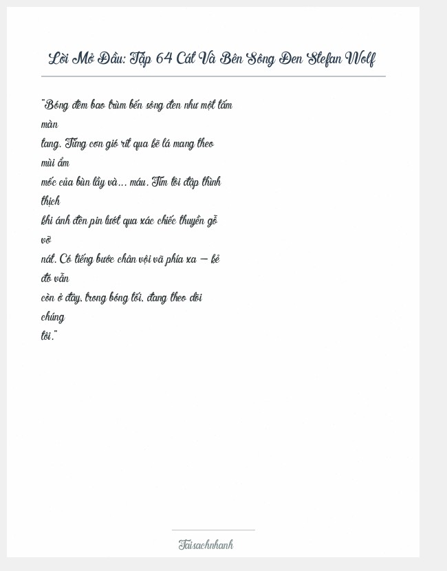 Trích đoạn Tập 64 Cát Và Bên Sông Đen Stefan Wolf