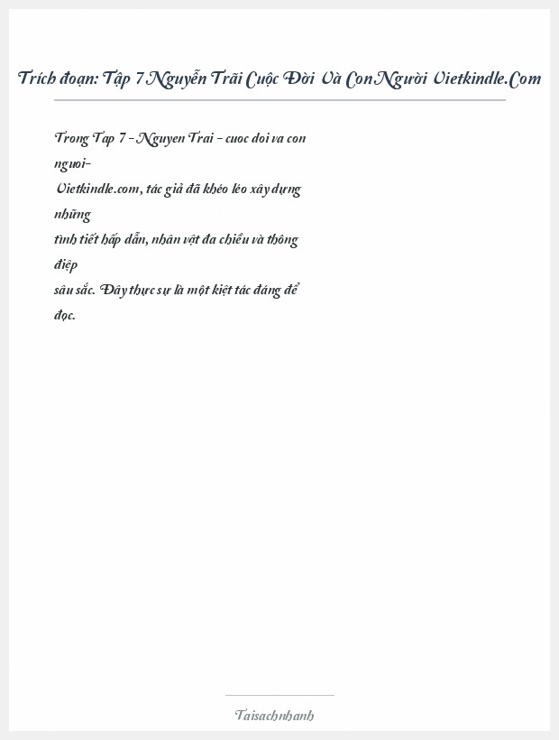 Trích đoạn Tập 7 Nguyễn Trãi Cuộc Đời Và Con Người Vietkindle.Com