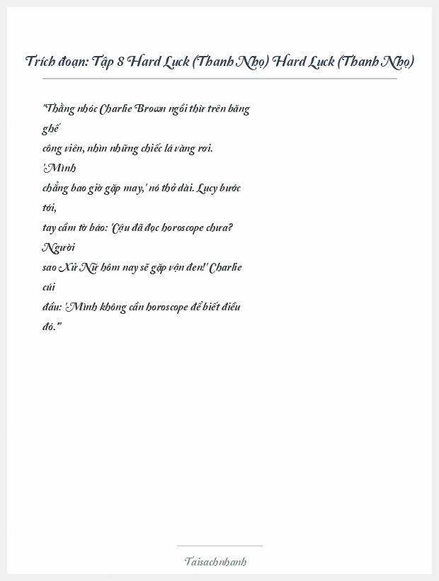 Trích đoạn Tập 8 Hard Luck (Thanh Nhọ) Hard Luck (Thanh Nhọ)