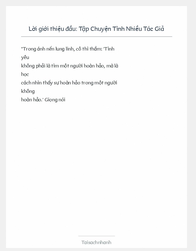 Trích đoạn Tập Chuyện Tình Nhiều Tác Giả