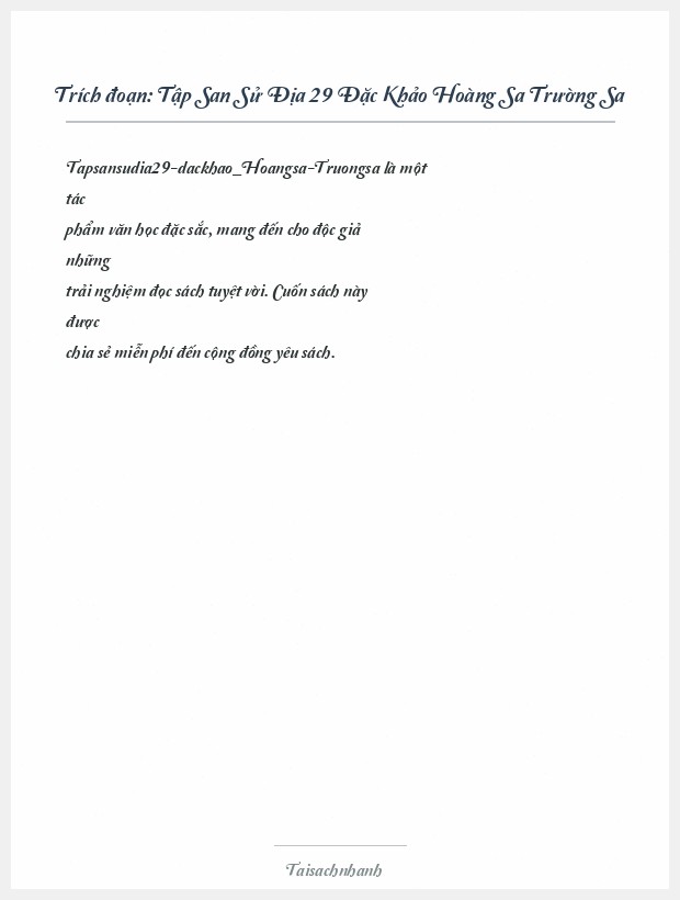 Trích đoạn Tập San Sử Địa 29 Đặc Khảo Hoàng Sa Trường Sa