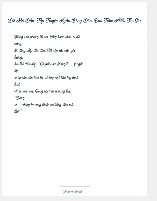 Trích đoạn Tập Truyện Ngắn Bóng Đêm Bao Trùm Nhiều Tác Giả