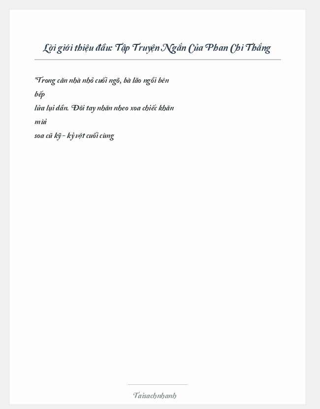 Trích đoạn Tập Truyện Ngắn Của Phan Chi Thắng