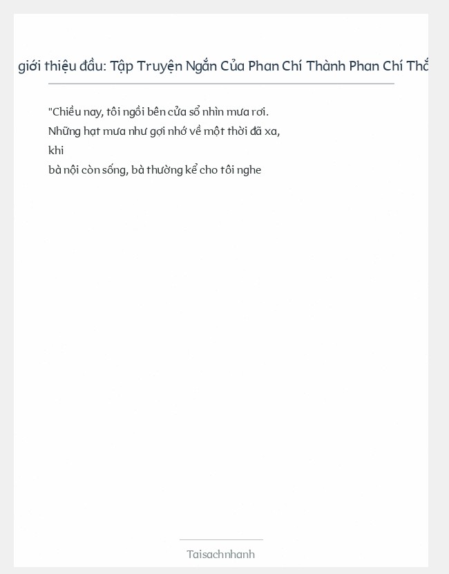 Trích đoạn Tập Truyện Ngắn Của Phan Chí Thành Phan Chí Thắng