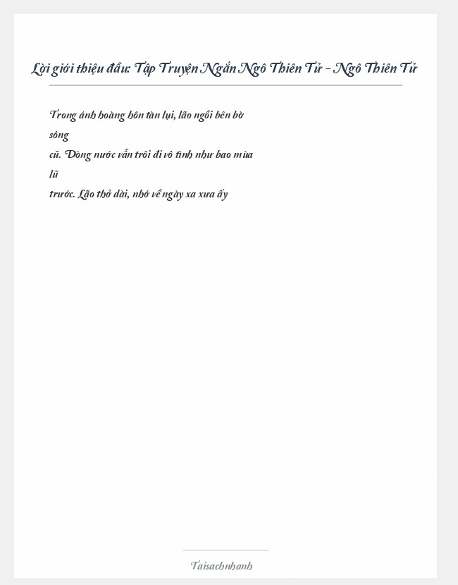 Trích đoạn Tập Truyện Ngắn Ngô Thiên Tử - Ngô Thiên Tử