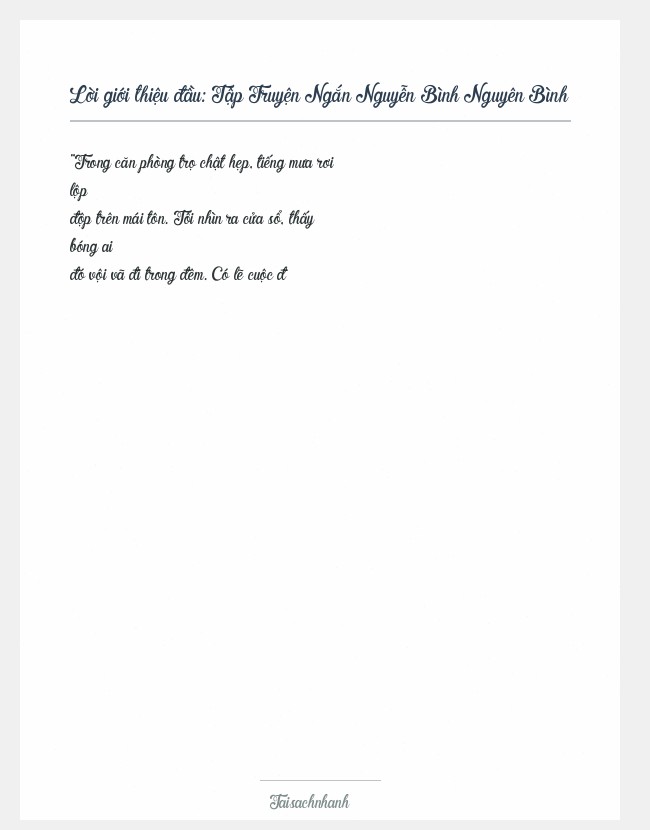 Trích đoạn Tập Truyện Ngắn Nguyễn Bình Nguyên Bình