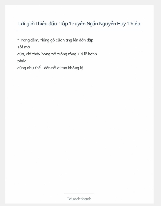 Trích đoạn Tập Truyện Ngắn Nguyễn Huy Thiệp