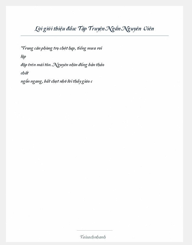 Trích đoạn Tập Truyện Ngắn Nguyên Viên