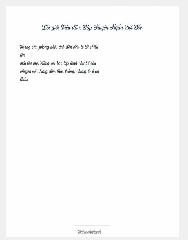 Trích đoạn Tập Truyện Ngắn Sợi Tóc