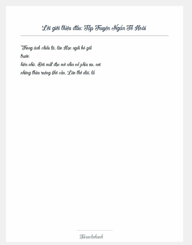 Trích đoạn Tập Truyện Ngắn Tô Hoài