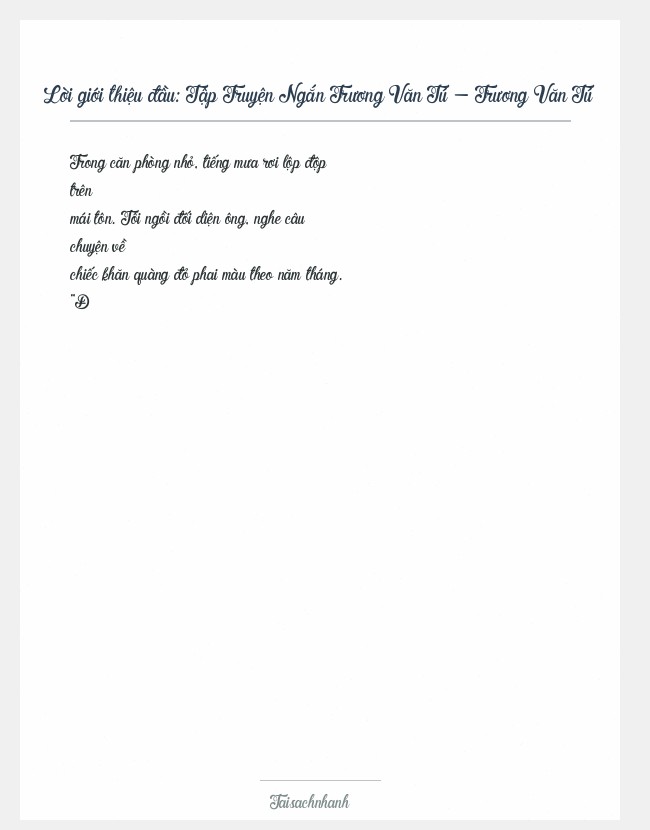 Trích đoạn Tập Truyện Ngắn Trương Văn Tú - Trương Văn Tú