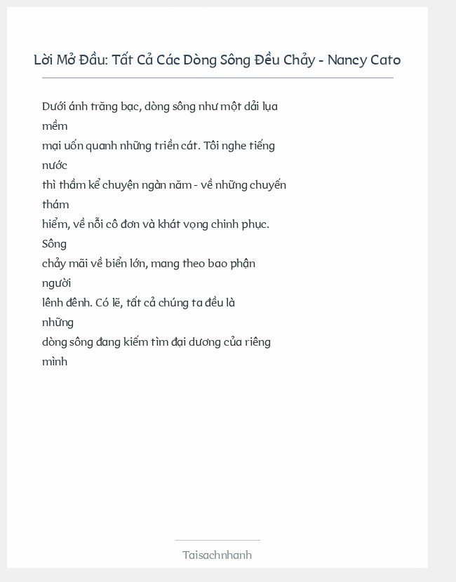 Trích đoạn Tất Cả Các Dòng Sông Đều Chảy - Nancy Cato
