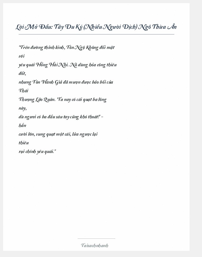 Trích đoạn Tây Du Ký (Nhiều Người Dịch) Ngô Thừa Ân