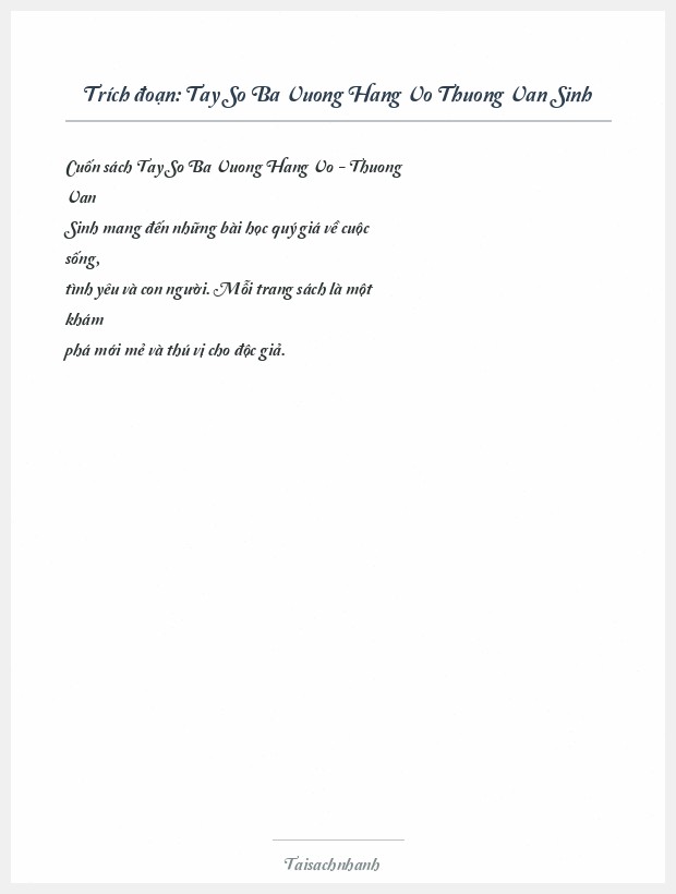 Trích đoạn Tay So Ba Vuong Hang Vo Thuong Van Sinh