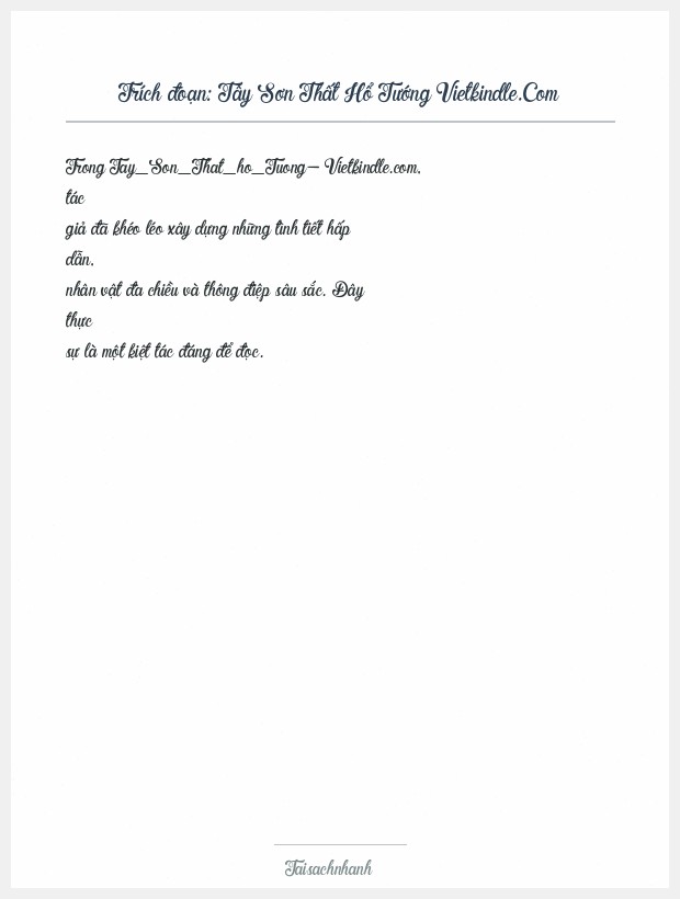 Trích đoạn Tây Sơn Thất Hổ Tướng Vietkindle.Com