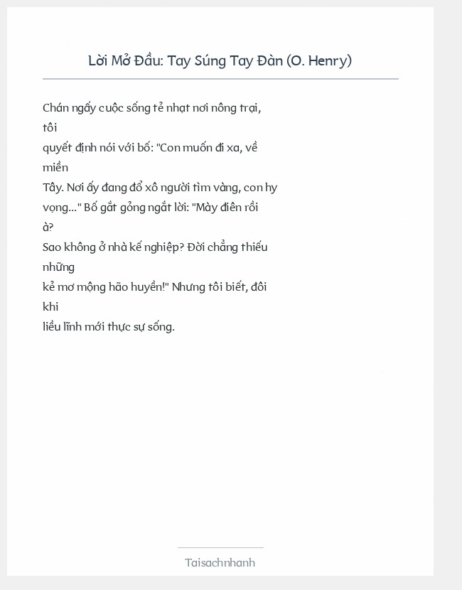 Trích đoạn Tay Súng Tay Đàn (O. Henry)