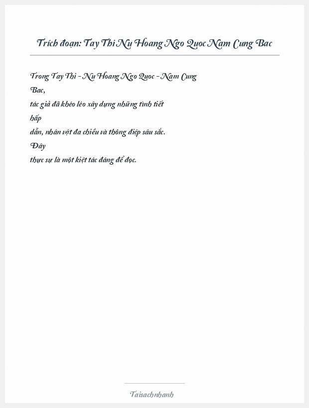 Trích đoạn Tay Thi Nu Hoang Ngo Quoc Nam Cung Bac