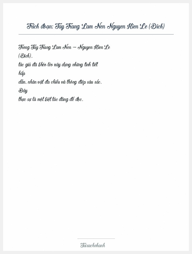 Trích đoạn Tay Trang Lam Nen Nguyen Hien Le (Dich)