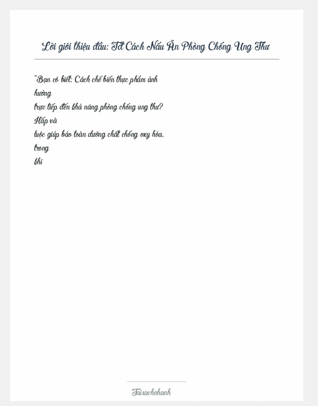 Trích đoạn Tđ Cách Nấu Ăn Phòng Chống Ung Thư