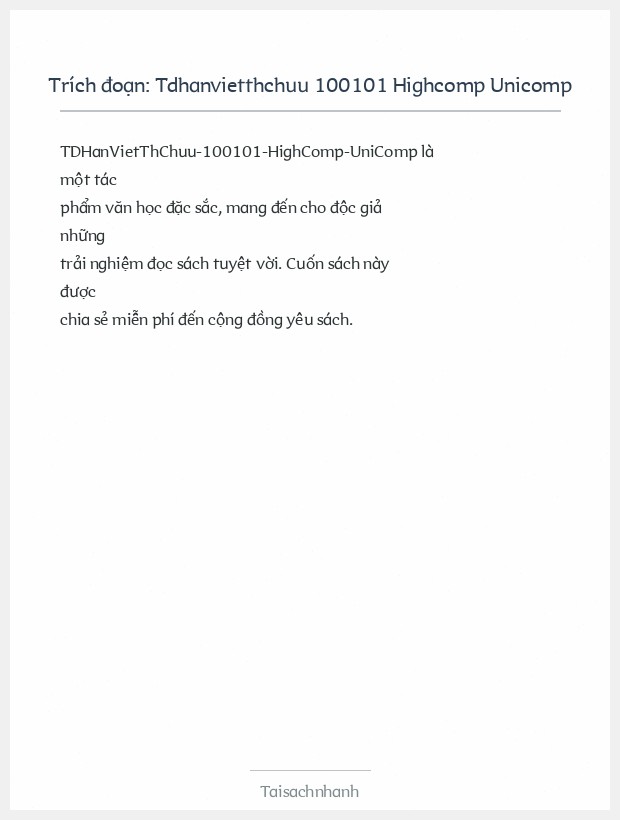 Trích đoạn Tdhanvietthchuu 100101 Highcomp Unicomp