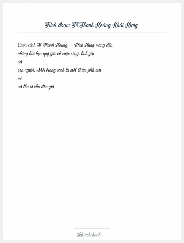 Trích đoạn Tế Thanh Hoàng Khái Hưng