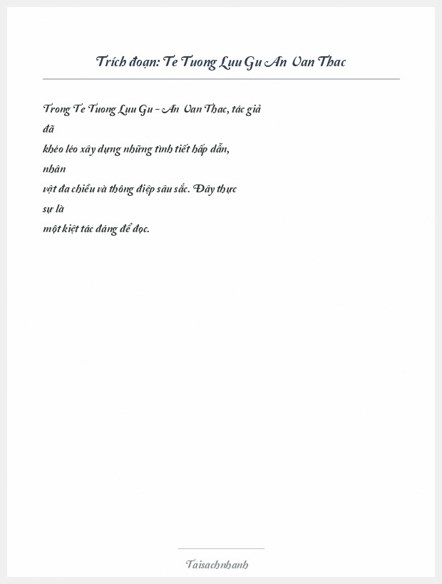 Trích đoạn Te Tuong Luu Gu An Van Thac