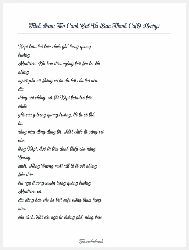 Trích đoạn Ten Canh Sat Va Ban Thanh Ca(O Henry)