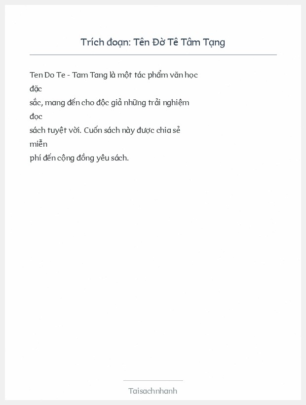 Trích đoạn Tên Đờ Tê Tâm Tạng
