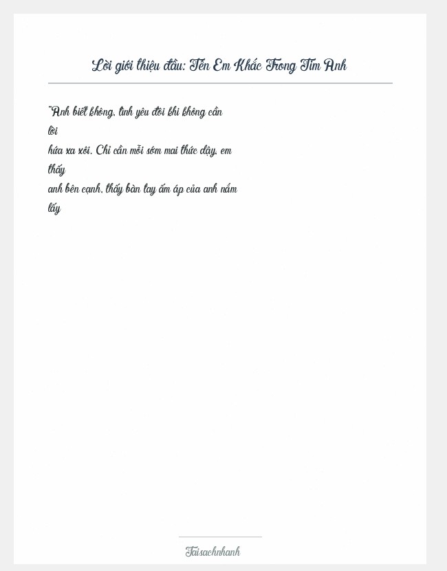Trích đoạn Tên Em Khắc Trong Tim Anh