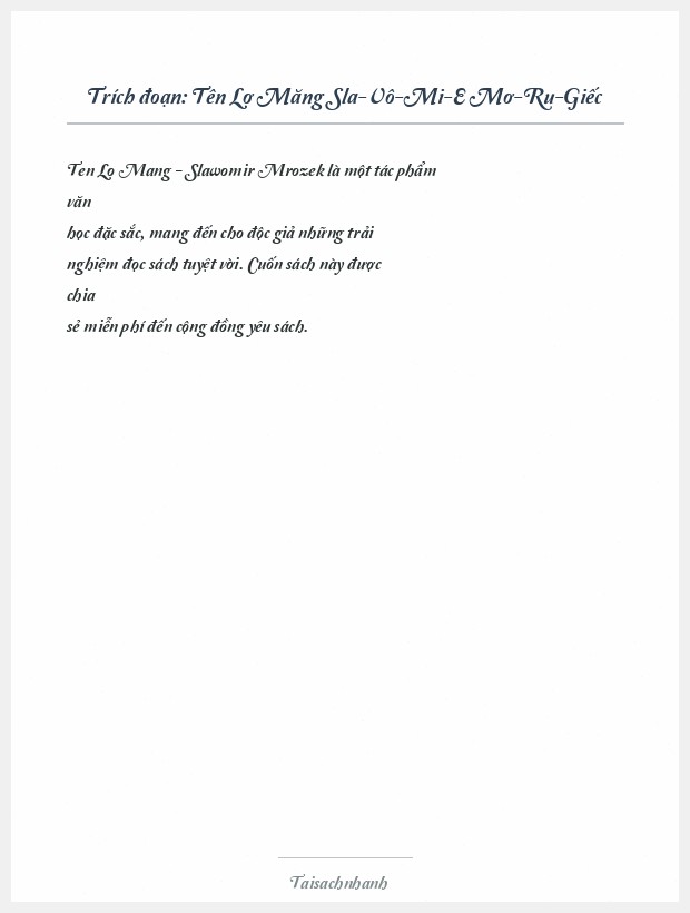 Trích đoạn Tên Lơ Măng Sla-Vô-Mi-E Mơ-Ru-Giếc
