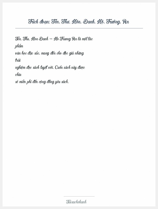 Trích đoạn Tên, Thư, Hôn, Danh, Hộ, Trưởng, An