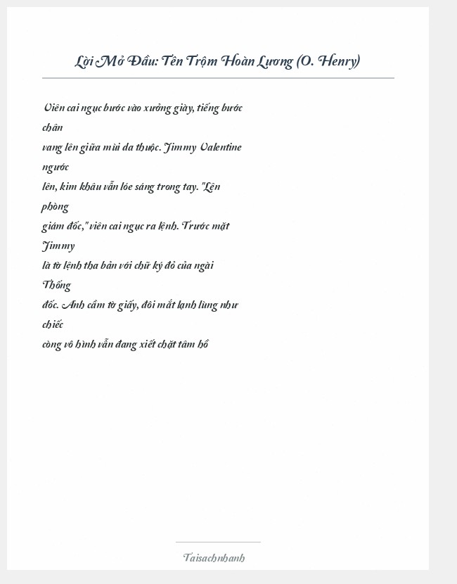 Trích đoạn Tên Trộm Hoàn Lương (O. Henry)