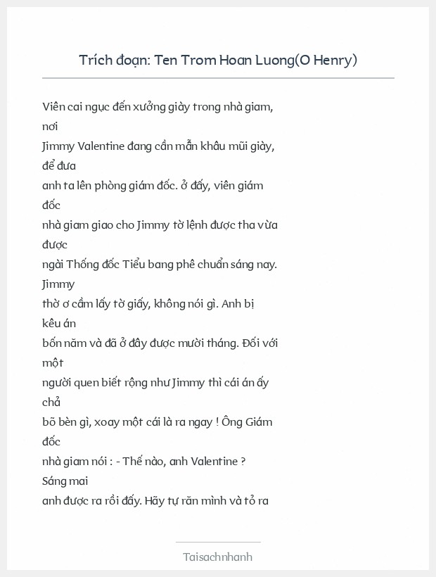 Trích đoạn Ten Trom Hoan Luong(O Henry)