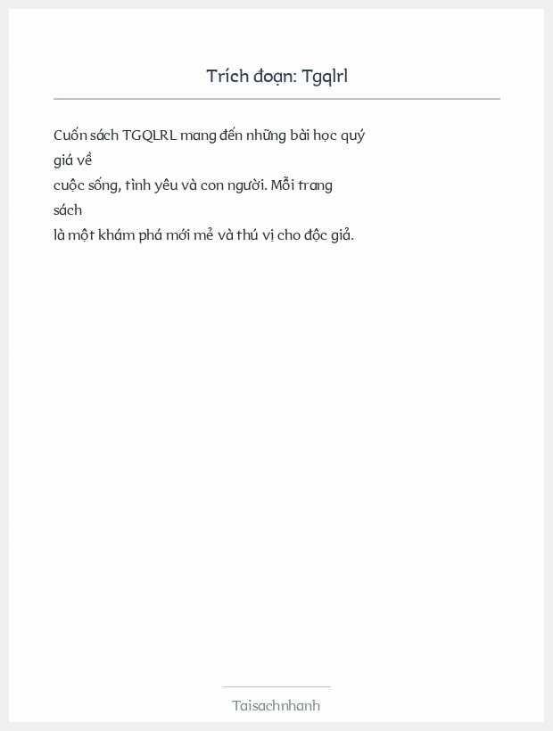 Trích đoạn Tgqlrl