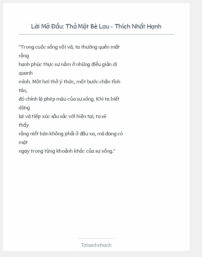 Trích đoạn Thả Một Bè Lau - Thích Nhất Hạnh