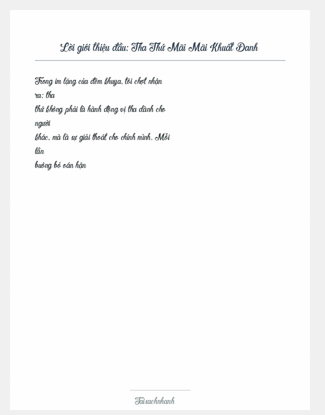 Trích đoạn Tha Thứ Mãi Mãi Khuất Danh