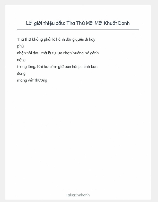 Trích đoạn Tha Thứ Mãi Mãi Khuất Danh