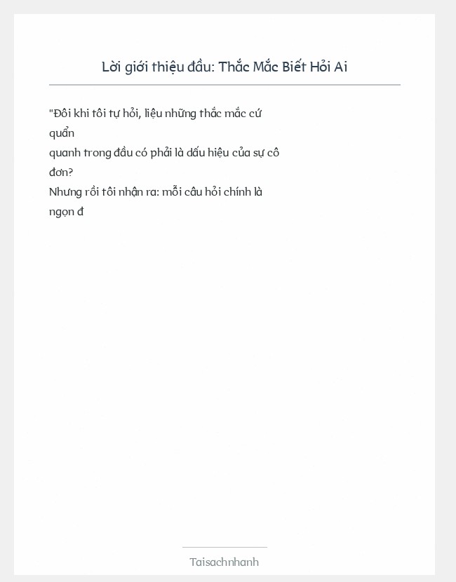 Trích đoạn Thắc Mắc Biết Hỏi Ai